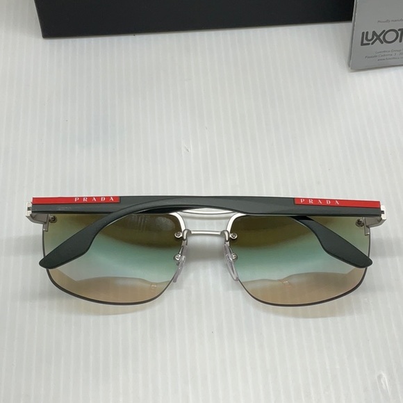 Prada men square sunglasses sps 60u green lenses made in Italy - Picture 7 of 7
